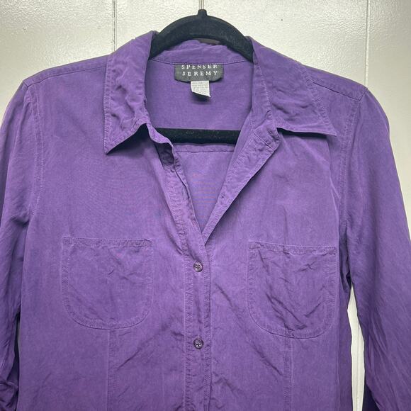 Spenser Jeremy 100% Silk Button Down Long Sleeve Purple Shirt Women's Size Small - Picture 3 of 10